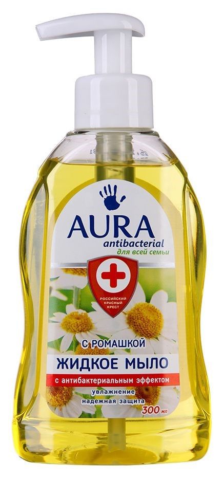 фото упаковки Aura мыло жидкое антибактериальное Ромашка