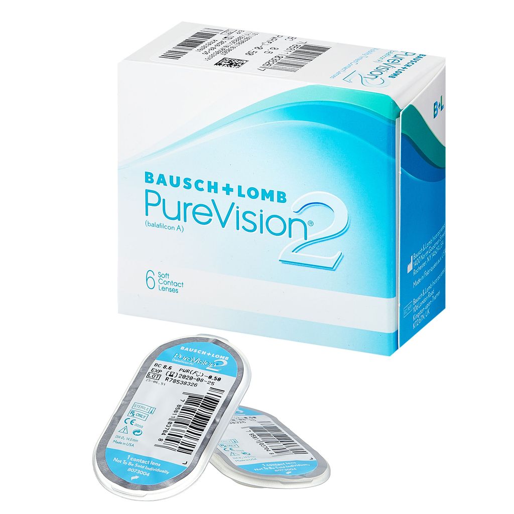 Bausch&Lomb PureVision 2 Контактные линзы плановой замены, BC=8.6 d=14.0, D(-4.00), 6 шт.