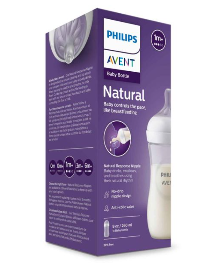 фото упаковки Philips Avent Бутылочка с силиконовой соской Natural Response 1m+
