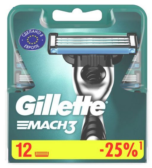 Gillette Mach3 Сменные кассеты, 12 шт.