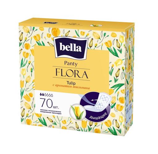 Bella panty flora tulip прокладки ежедневные, 2 капли, с ароматом тюльпана, 70 шт.