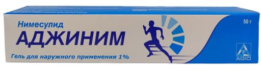 Аджиним Нимесулид, 1%, гель для наружного применения, 50 г, 1 шт.