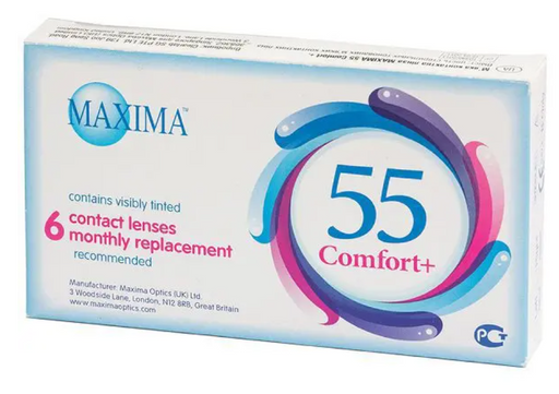 Maxima 55 Comfort+ Контактные линзы на месяц, BC=8.6 d=14.2, D(-2.00), 6 шт.